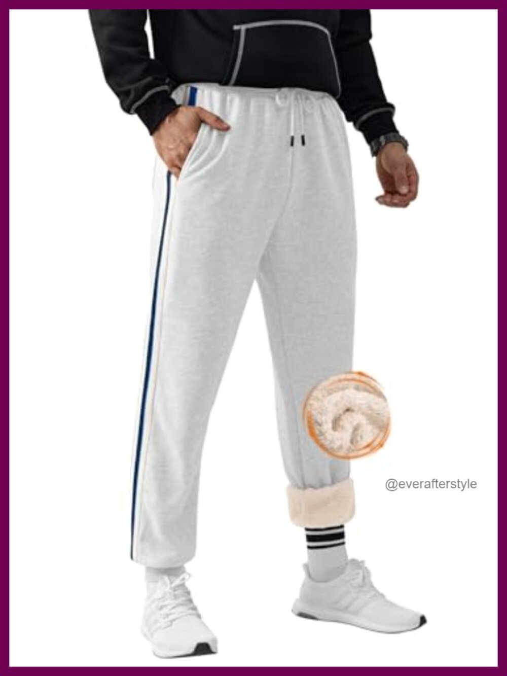 Sherpa-Lined Joggers Winter Warm Sweatpants Thermal Fleece Pants
